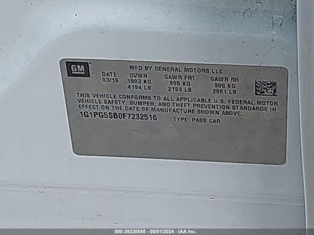 Chevrolet CRUZE LTZ 2015 1G1PG5SB0F7232516 Image 9