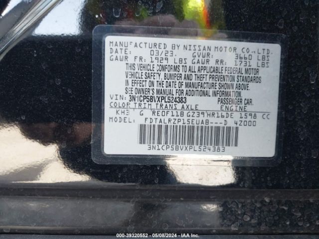 3N1CP5BVXPL524383 Nissan Kicks S Xtronic Cvt
