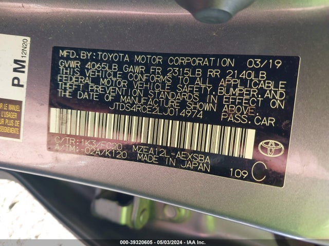 Toyota COROLLA SE 2020 JTDS4RCE2LJ014974 Image 9