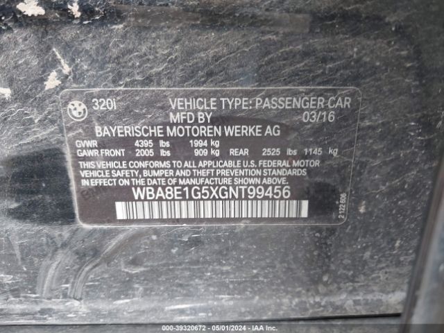 WBA8E1G5XGNT99456 BMW 320i