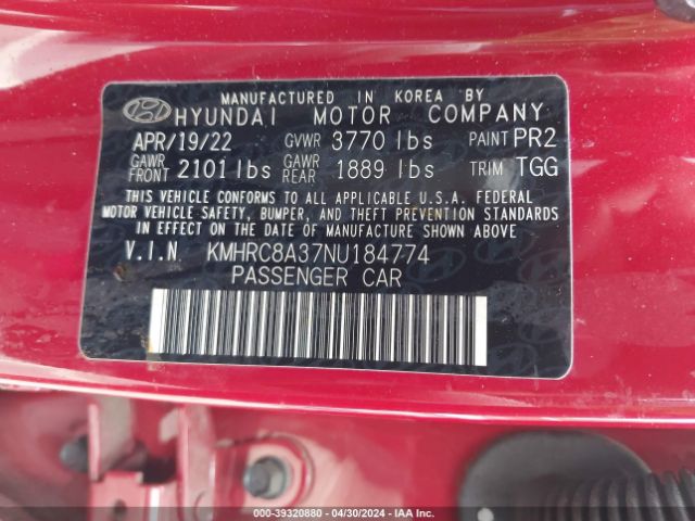 KMHRC8A37NU184774 Hyundai Venue Sel