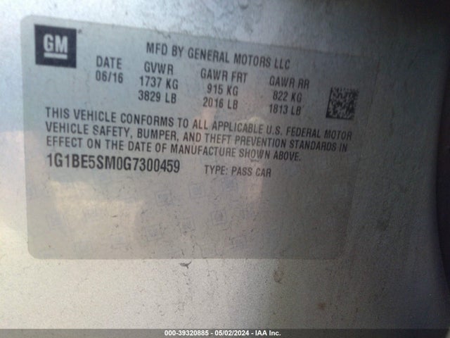 Chevrolet Cruze Lt Auto 2016 1G1BE5SM0G7300459 Image 9