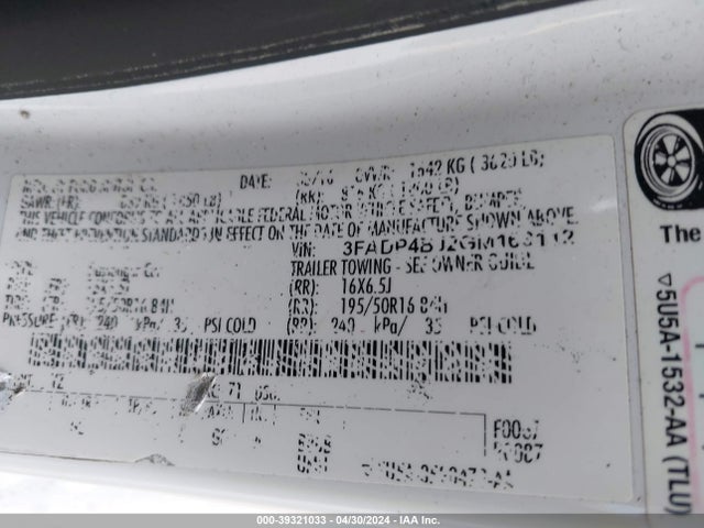 Ford FIESTA SE 2016 3FADP4BJ2GM163112 Image 9