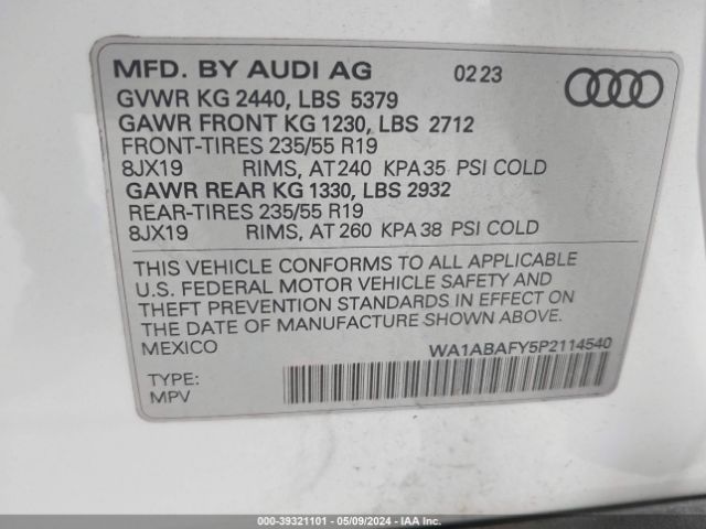 WA1ABAFY5P2114540 Audi Q5 Premium 40 Tfsi Quattro S Tronic