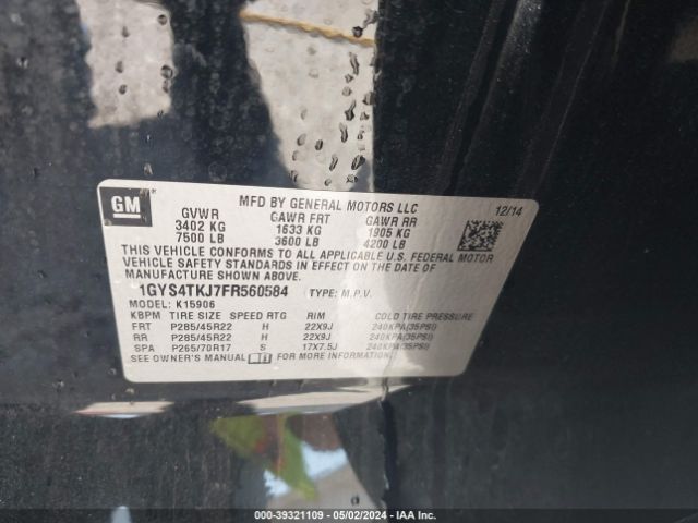 1GYS4TKJ7FR560584 Cadillac Escalade Esv Premium