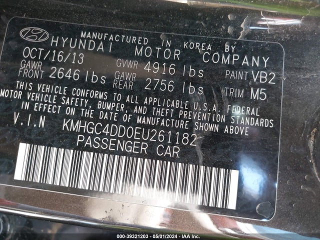 Hyundai Genesis 3.8 2014 KMHGC4DD0EU261182 Image 9