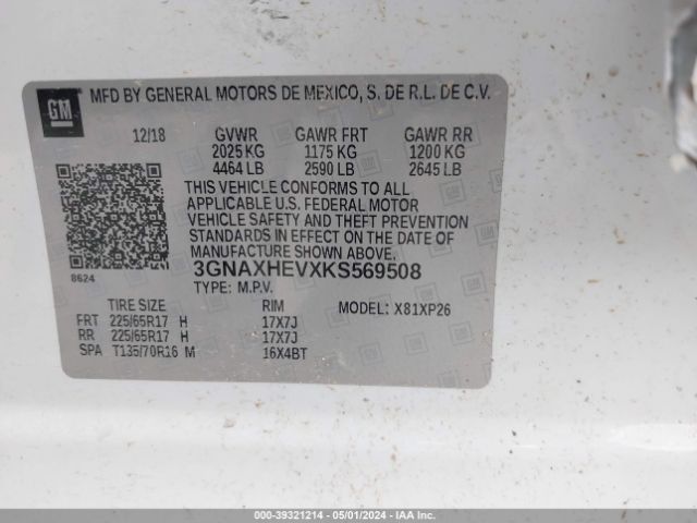3GNAXHEVXKS569508 Chevrolet EQUINOX LS