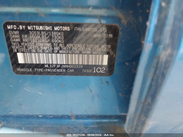 ML32F3FJXHH002329 Mitsubishi Mirage G4 Es