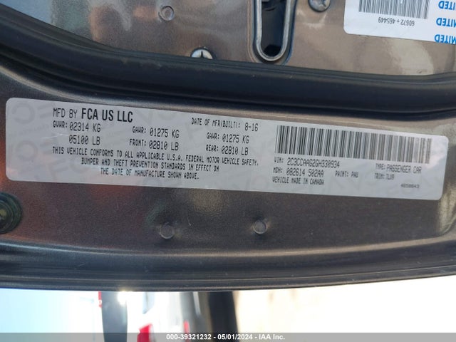 Chrysler 300 Anniversary Edition 2016 2C3CCAAG2GH330934 Image 9