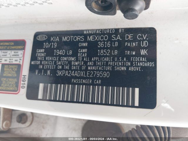 3KPA24ADXLE279590 KIA RIO S