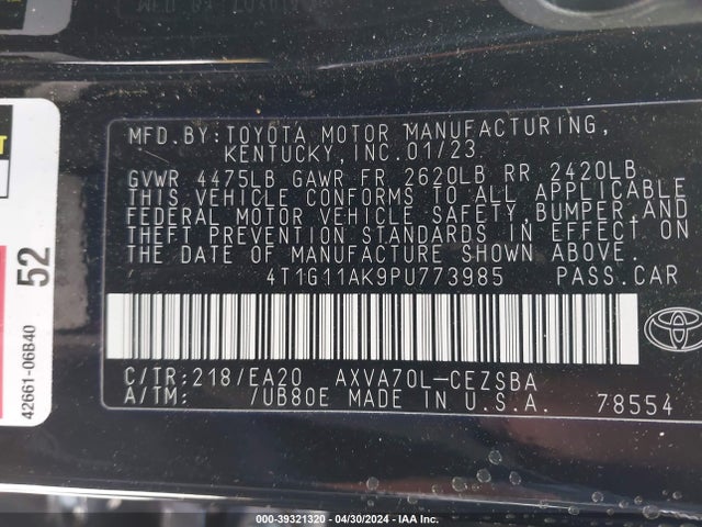 Toyota CAMRY SE 2023 4T1G11AK9PU773985 Image 9