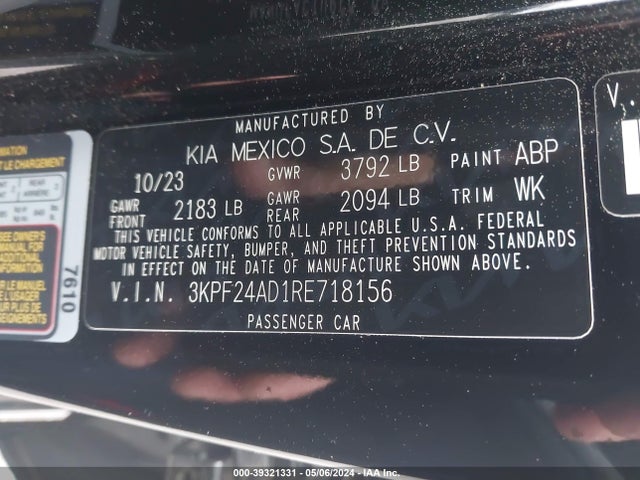 KIA Forte Lxs 2024 3KPF24AD1RE718156 Image 9