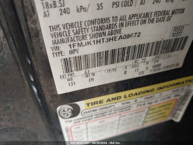 1FMJK1HT3HEA08672 Ford Expedition El Xlt