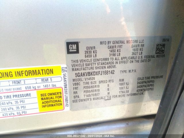 5GAKVBKDXFJ168142 Buick Enclave Leather
