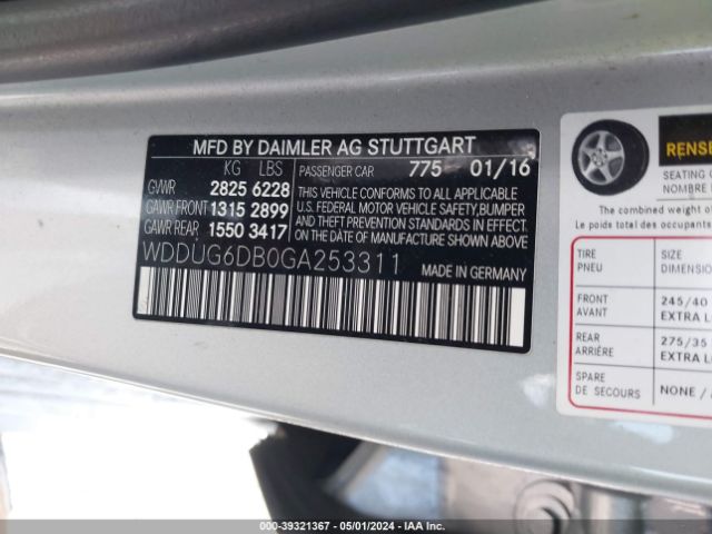 WDDUG6DB0GA253311 Mercedes-Benz S 550 Plug-in Hybrid