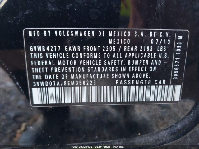 3VWD07AJ8EM356229 Volkswagen Jetta 1.8t Se