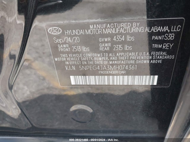 Hyundai SONATA SE 2021 5NPEG4JA3MH074361 Image 9