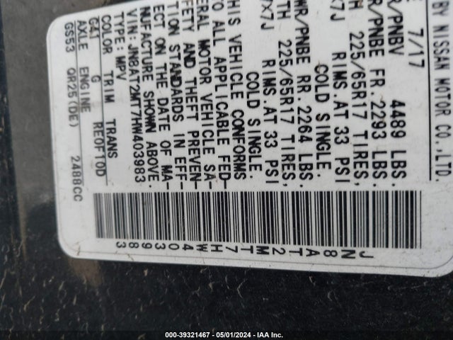Nissan ROGUE S 2017 JN8AT2MT7HW403983 Image 9