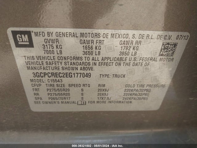 Chevrolet Silverado 1500 1lt 2014 3GCPCREC2EG177049 Image 9
