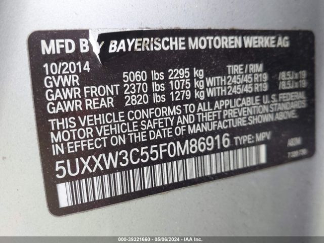5UXXW3C55F0M86916 BMW X4 Xdrive28i