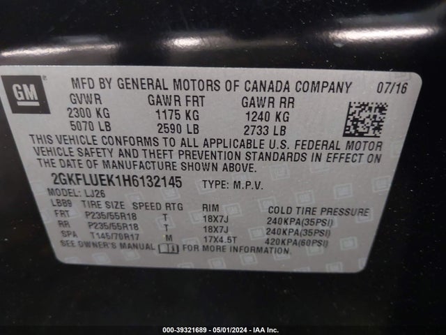 GMC Terrain Slt 2017 2GKFLUEK1H6132145 Image 9