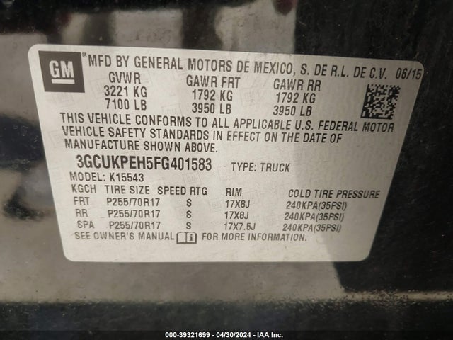 Chevrolet Silverado 1500 Ls 2015 3GCUKPEH5FG401583 Image 9