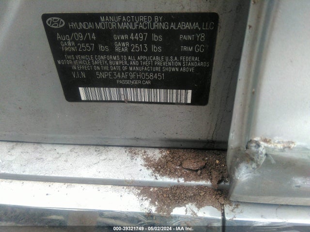 Hyundai Sonata Limited 2015 5NPE34AF9FH058451 Image 9