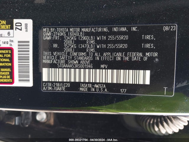Toyota Grand Highlander Limited 2024 5TDAAAA53RS001946 Image 9
