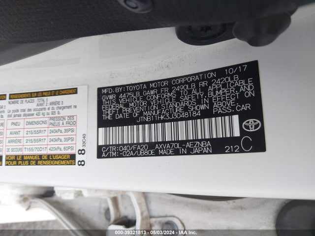 Toyota CAMRY LE 2018 JTNB11HK3J3048184 Image 9