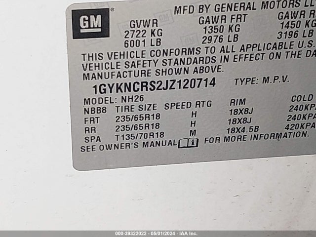 Cadillac XT5 LUXURY 2018 1GYKNCRS2JZ120714 Image 9