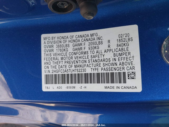 Honda CIVIC SI COUPE 2020 2HGFC3A57LH752230 Image 9