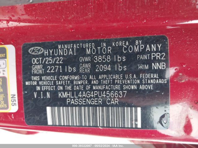 KMHLL4AG4PU456637 Hyundai ELANTRA SE