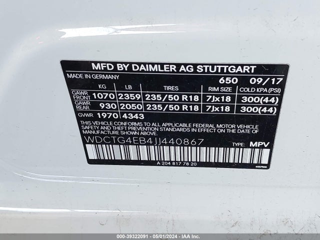 Mercedes-Benz GLA 250 2018 WDCTG4EB4JJ440867 Image 9