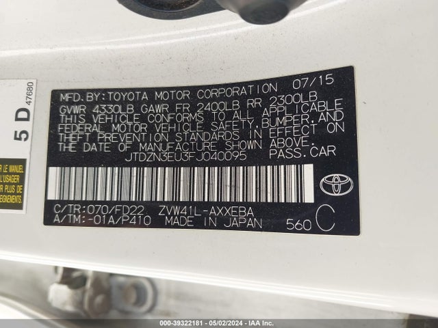 Toyota Prius V Three 2015 JTDZN3EU3FJ040095 Image 9