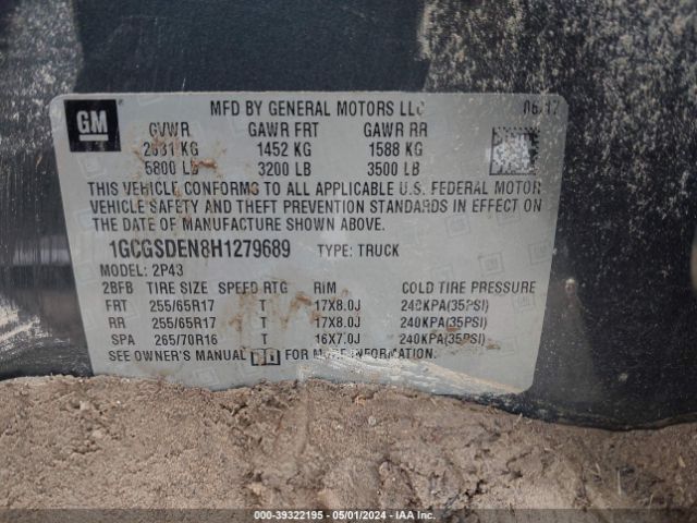 1GCGSDEN8H1279689 Chevrolet Colorado Z71