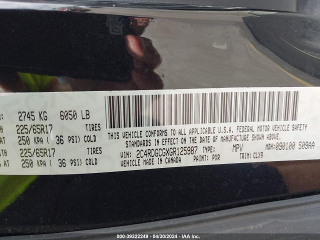 Dodge Grand Caravan Sxt 2016 2C4RDGCGXGR125987 Image 9