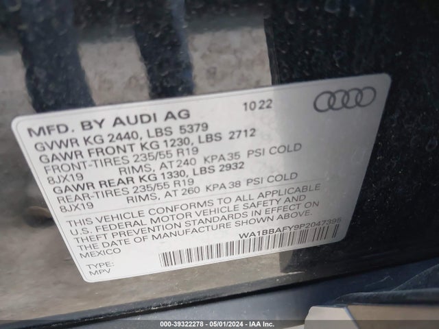WA1BBAFY9P2047395 Audi Q5 Premium Plus 40 Tfsi Quattro S Tronic
