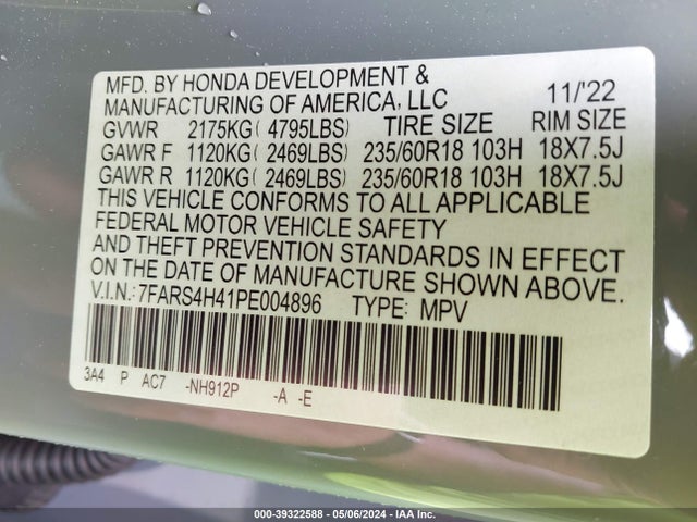 Honda Cr-v Ex Awd 2023 7FARS4H41PE004896 Image 9