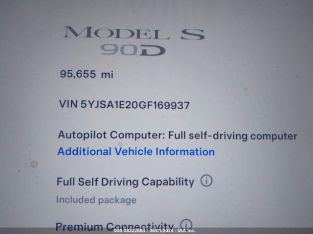 5YJSA1E20GF169937 Tesla Model S 60d/70d/75d/85d/90d