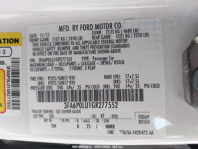 Ford Fusion Hybrid Se 2016 3FA6P0LU1GR277552 Image 9