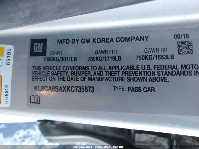 Chevrolet Spark Ls Manual 2019 KL8CA6SAXKC735873 Image 9
