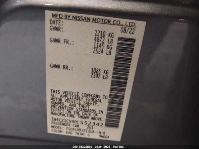 1N4CZ1CV4PC552342 Nissan Leaf Sv Plus 60 Kwh