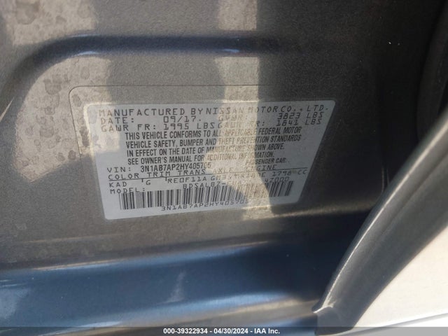 Nissan SENTRA S 2017 3N1AB7AP2HY405705 Image 9