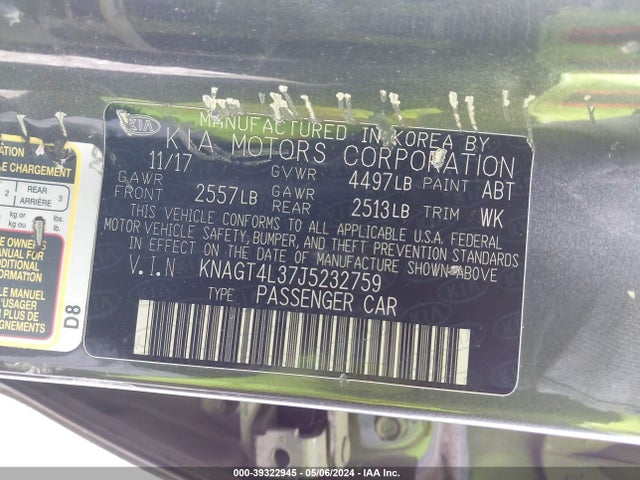 KIA Optima Lx 2018 KNAGT4L37J5232759 Image 9