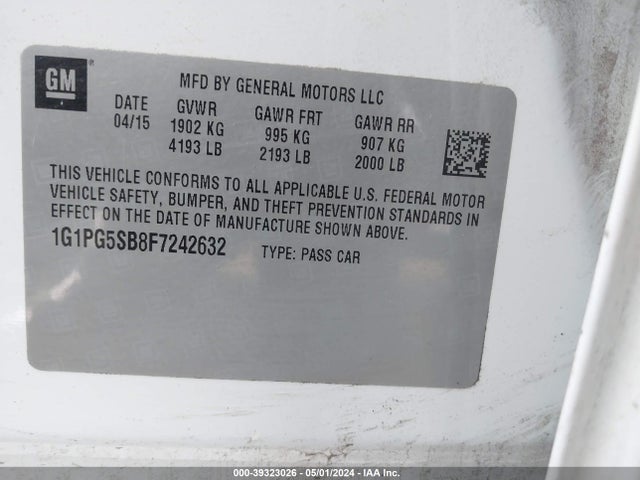 Chevrolet CRUZE LTZ 2015 1G1PG5SB8F7242632 Image 9