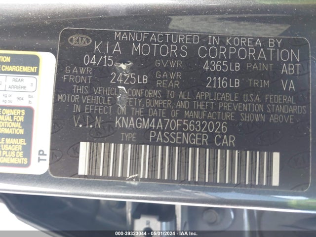 KIA Optima Lx 2015 KNAGM4A70F5632026 Image 9