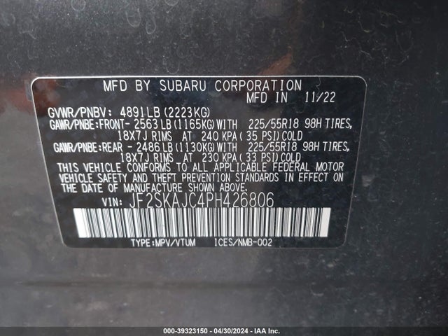 Subaru Forester Sport 2023 JF2SKAJC4PH426806 Image 9