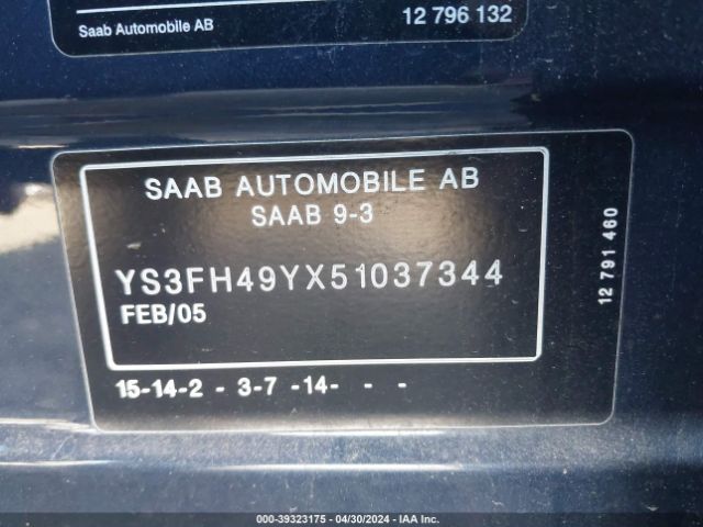 2005 SAAB 9-3 YS3FH49YX51037344 Photo 8