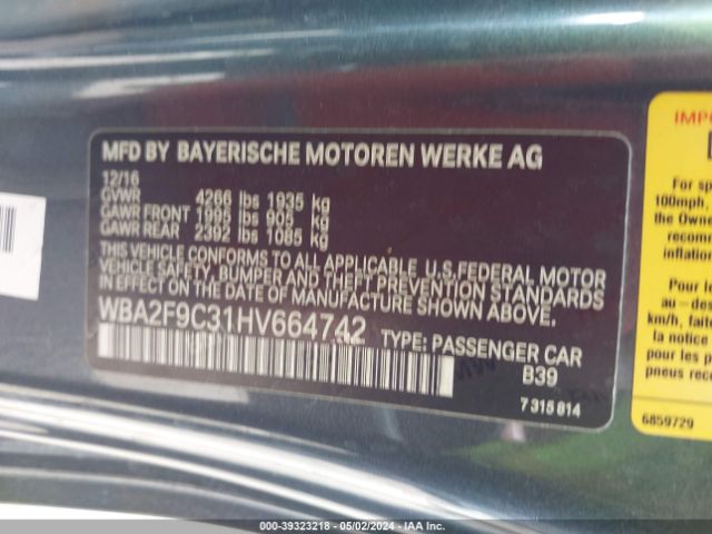 WBA2F9C31HV664742 BMW 230I
