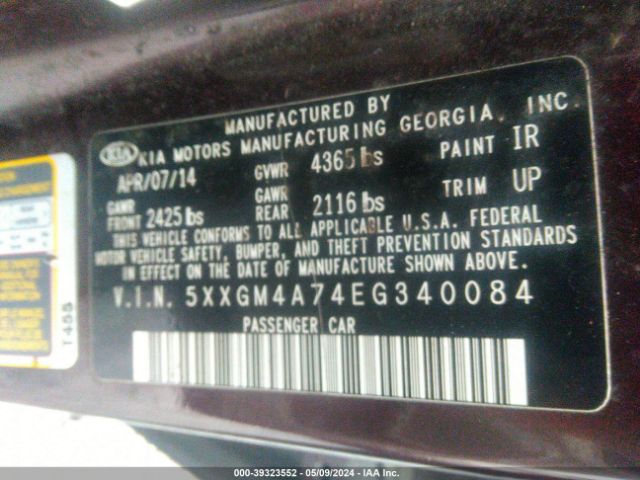 5XXGM4A74EG340084 KIA Optima Lx